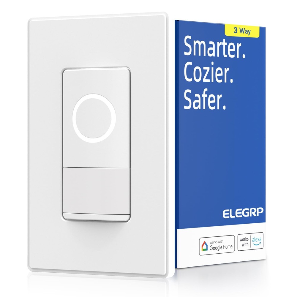 Smart Motion Sensor Switch, 2.4GHz Wi-Fi 3 Way Light Switch Compatible with A...