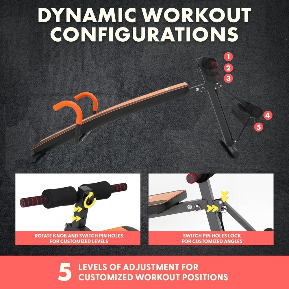 Adjustable Decline Sit-Up Bench Abs W/ Handrail Five Level Abdominal Bench Core