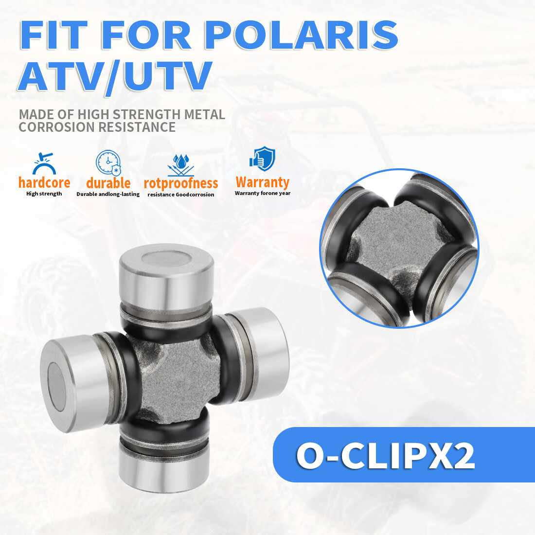 Front Prop Shaft Yoke & U-Joint (2 Side) for Polaris Ranger 700 800 900 Crew/XP