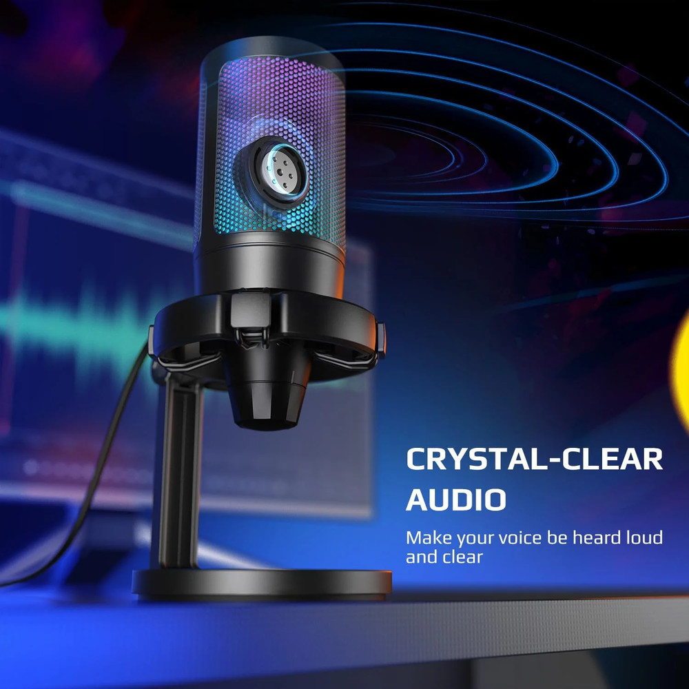 Gaming Streaming USB Condenser Microphone Computer, Console, PS5 Plug-and-Play