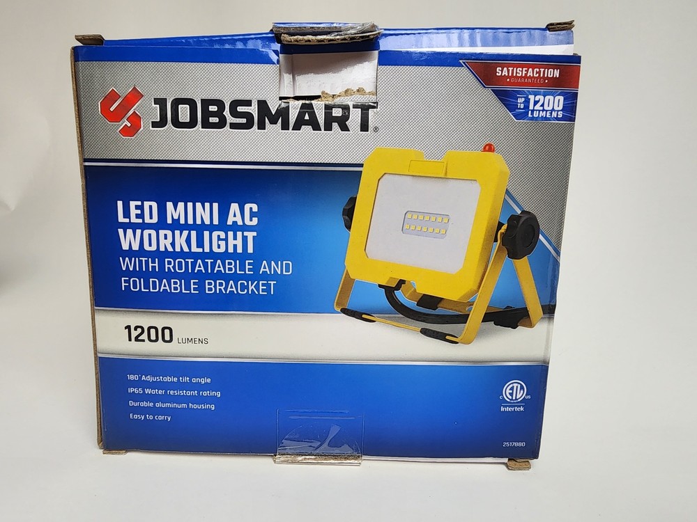 JOBSMART 1200 Lumen LED Mini AC Work Light Rotatable Foldable Bracket IP65