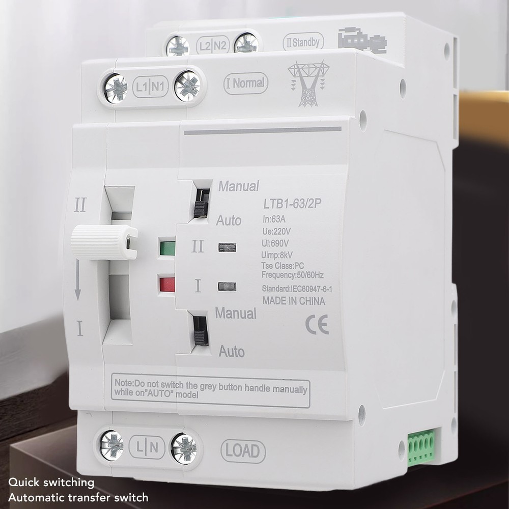 Double Power Automatic Transfer Switch 63A 2P ATS Power Transfer Switch♡