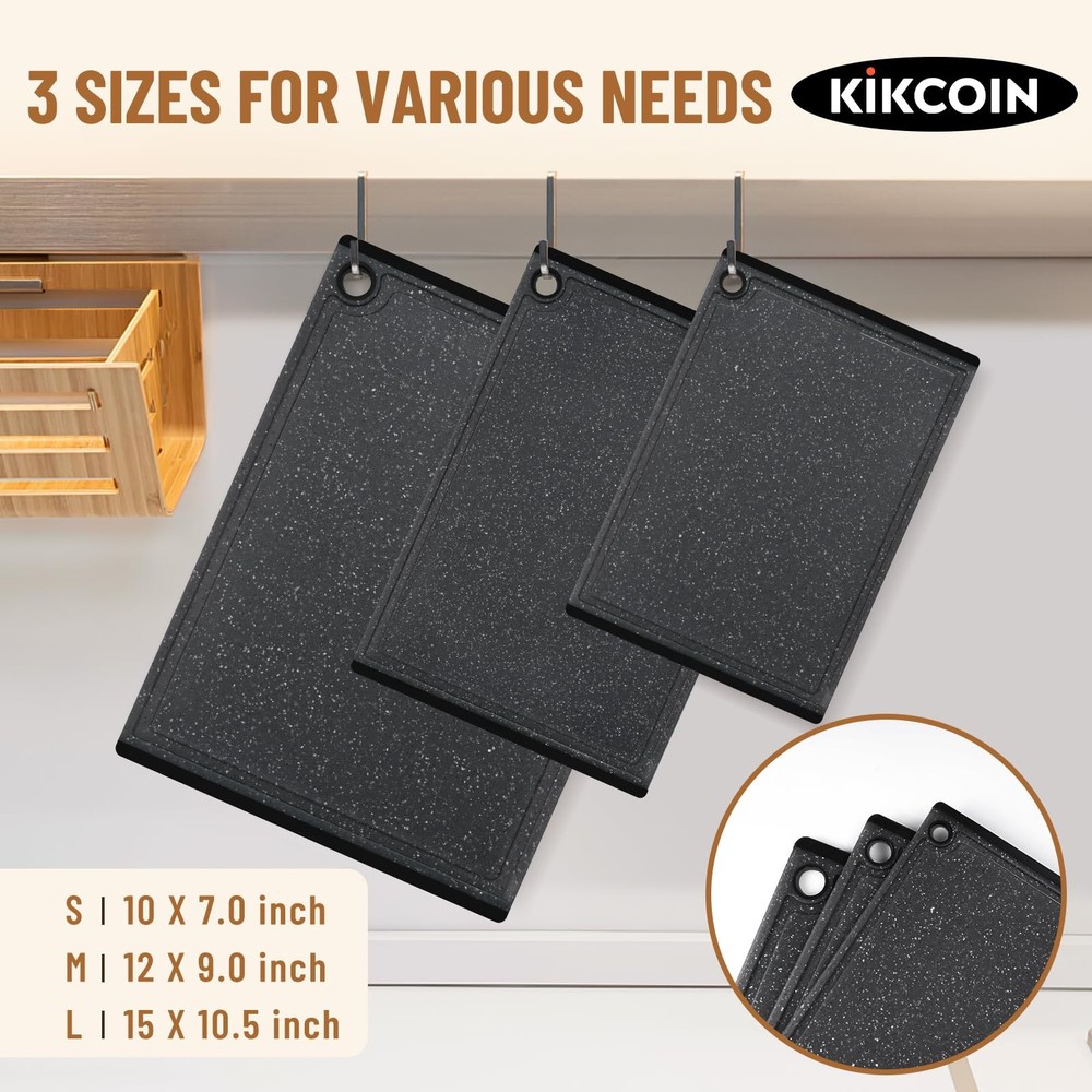 Plastic Cutting Boards for Kitchen, 3-Piece Large Cutting Board Set Dishwashe...