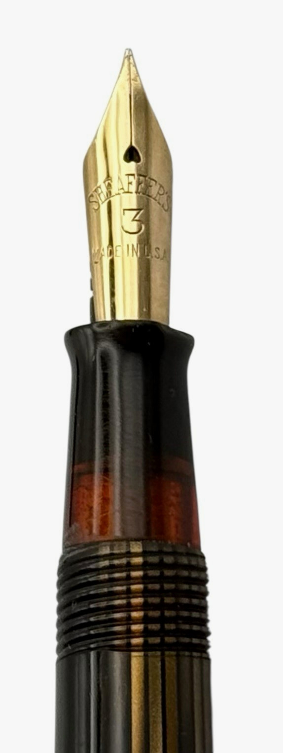 Vintage Sheaffer White Dot Balance Fountain Pen Golden Brown Striped Restored