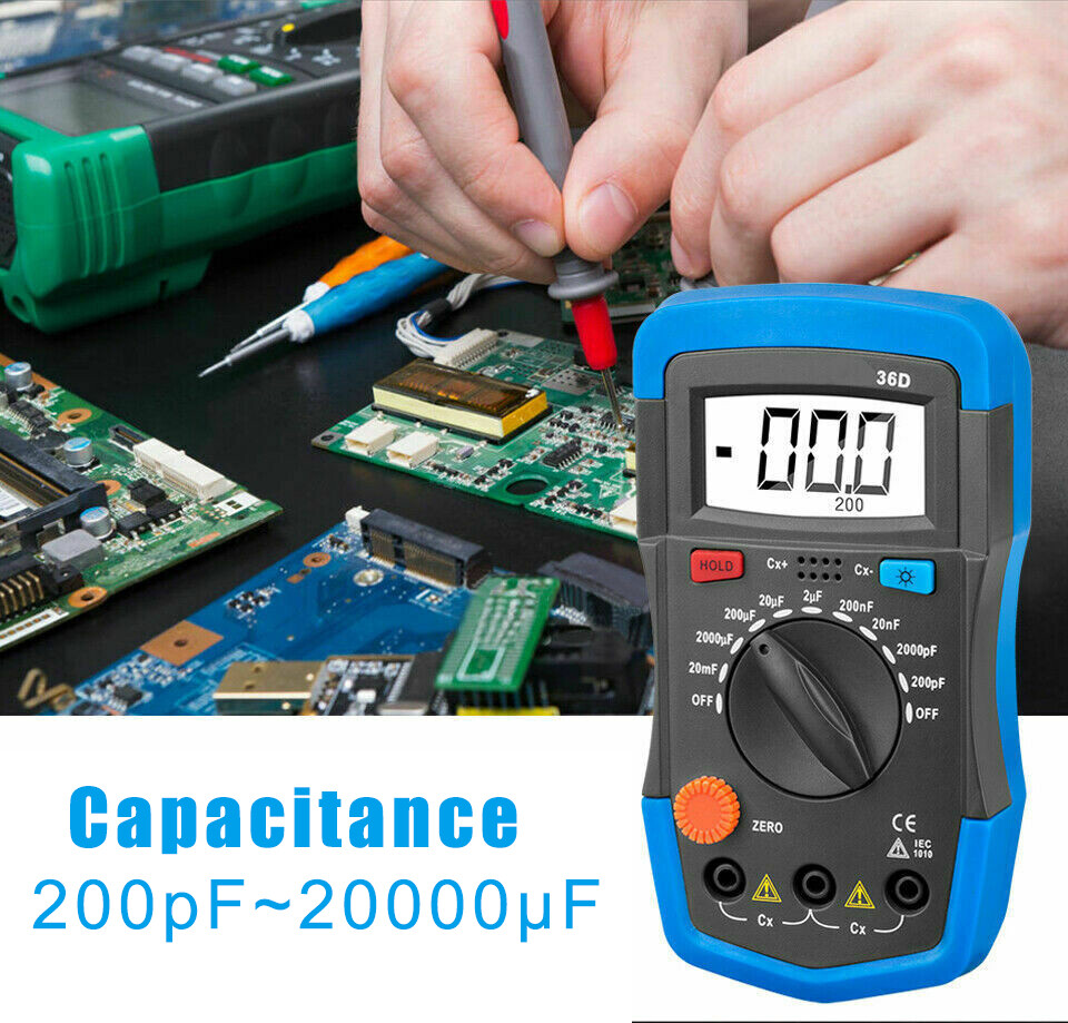 Capacitor Tester Kit 2000 Counts Digital Capacitance Meter BackLight 20000uF