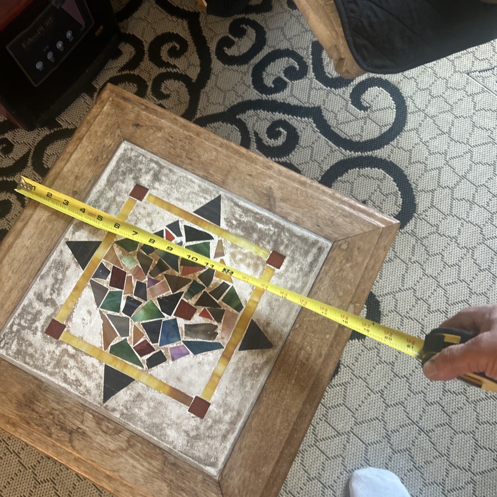 Small Vintage Mosaic Solid Oak Table
