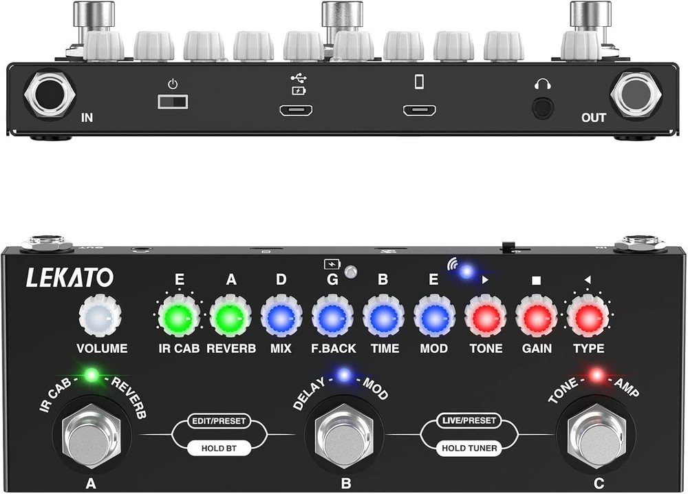Compact Multi Effects Guitar Pedal - Bluetooth 5.0 & Rechargeable Convenience