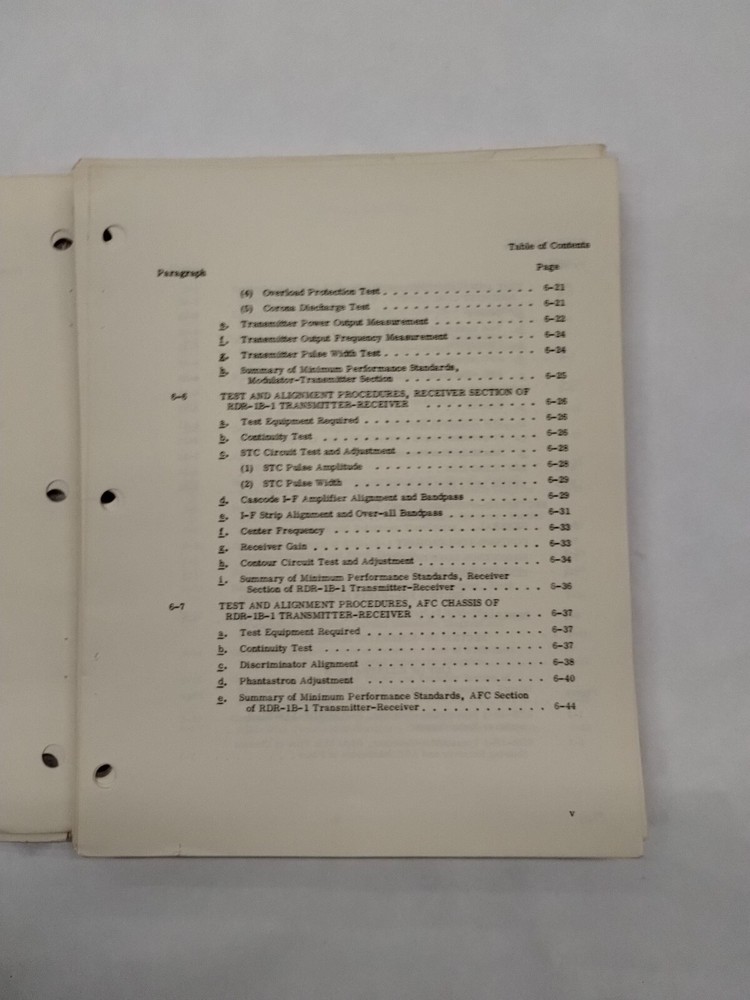 Bendix Airborne Radar System Type RDR-1B-1 Transmitter Receiver Instruction Book