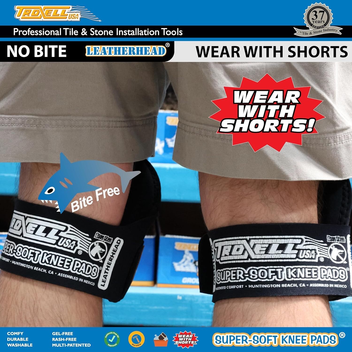 TROXELL USA SuperSoft Leatherhead Kneepads (Large-Sized-RED)