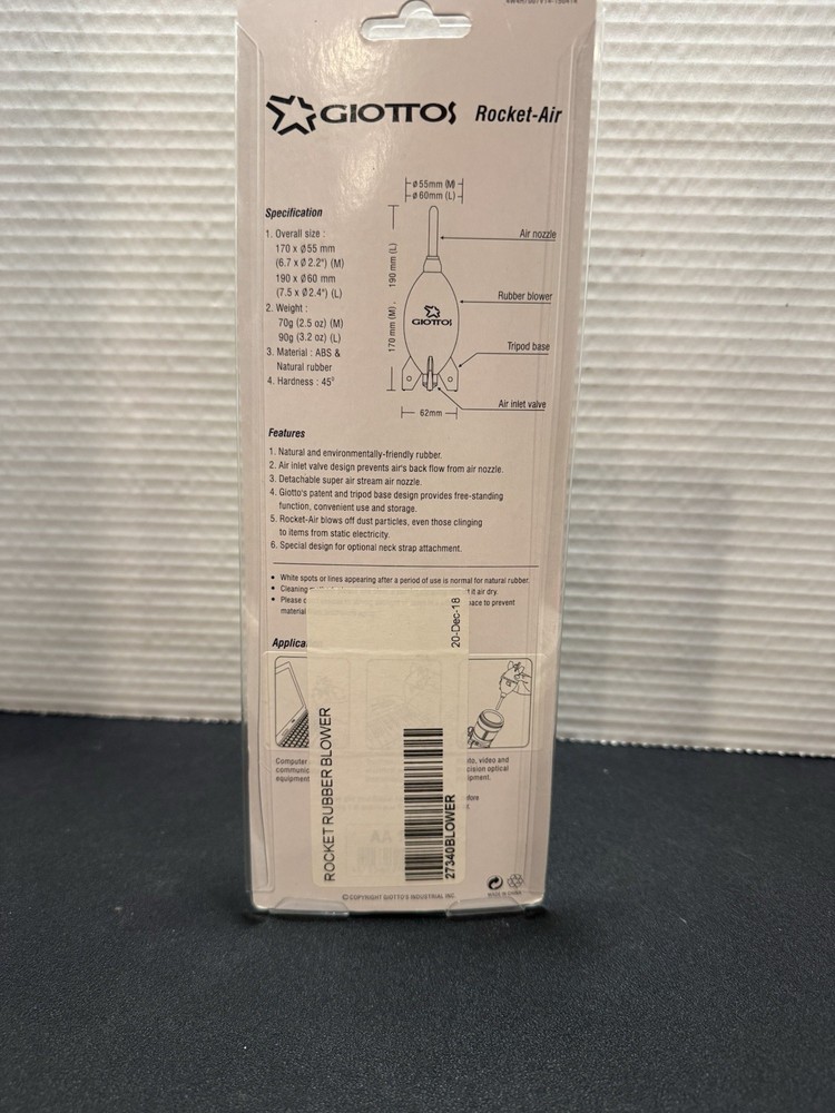 Giottos Rocket-Air Blaster AA1900 Dusting Cleaner New