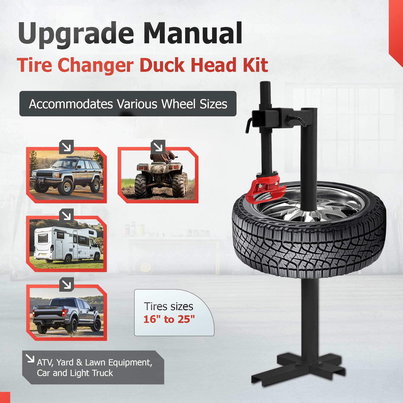 Upgrade Manual Tire Changer Duck Head Swing Arm Mod Kits For Most Car Tires