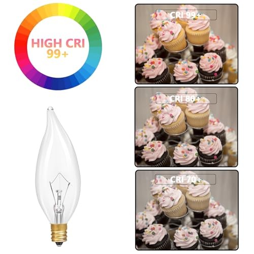 E12 Incandescent Light Bulbs 40Watt Warm White 2700K, 300 Lumens 40W-12Pack