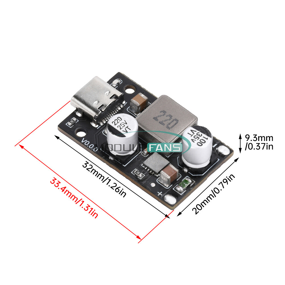 Type-C DC8~30V PD65W Fast Charging Module Step-Down Support PD3.1 QC3.0 SCP