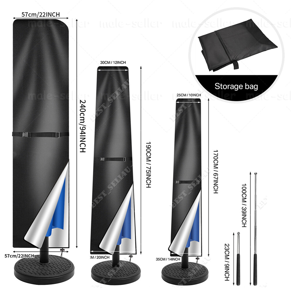 Waterproof Patio Umbrella Covers for 6-14ft Outdoor Market Parasol Cover w/ Rod