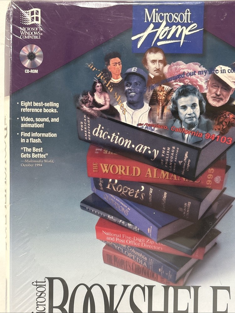 Microsoft Bookshelf '95 Multimedia Reference Library PC CD-Rom Software-Sealed