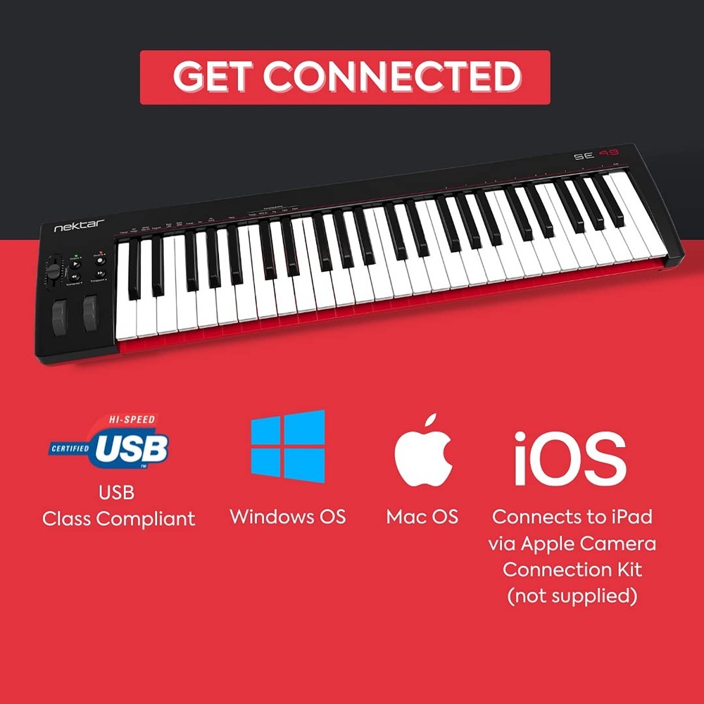 , 49-Key Midi Controller (SE49),Black white Grey