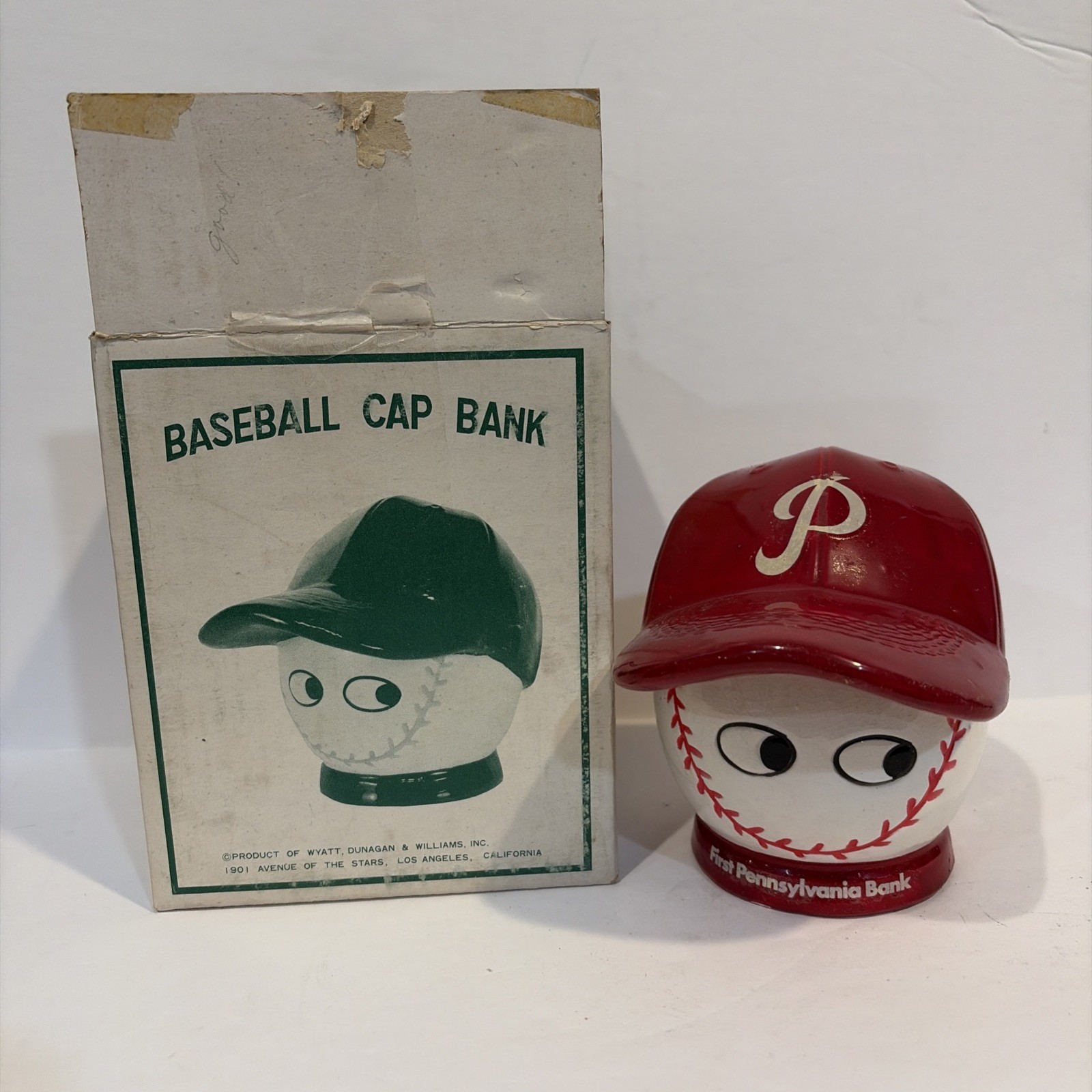 VTG First Pennsylvania Bank Philadelphia Phillies Ceramic Coin Baseball Cap WDWK