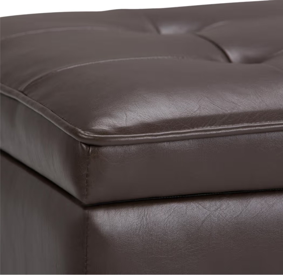 SIMPLIHOME Cosmopolitan 44 inch Wide Transitional Rectangle Storage Ottoman...