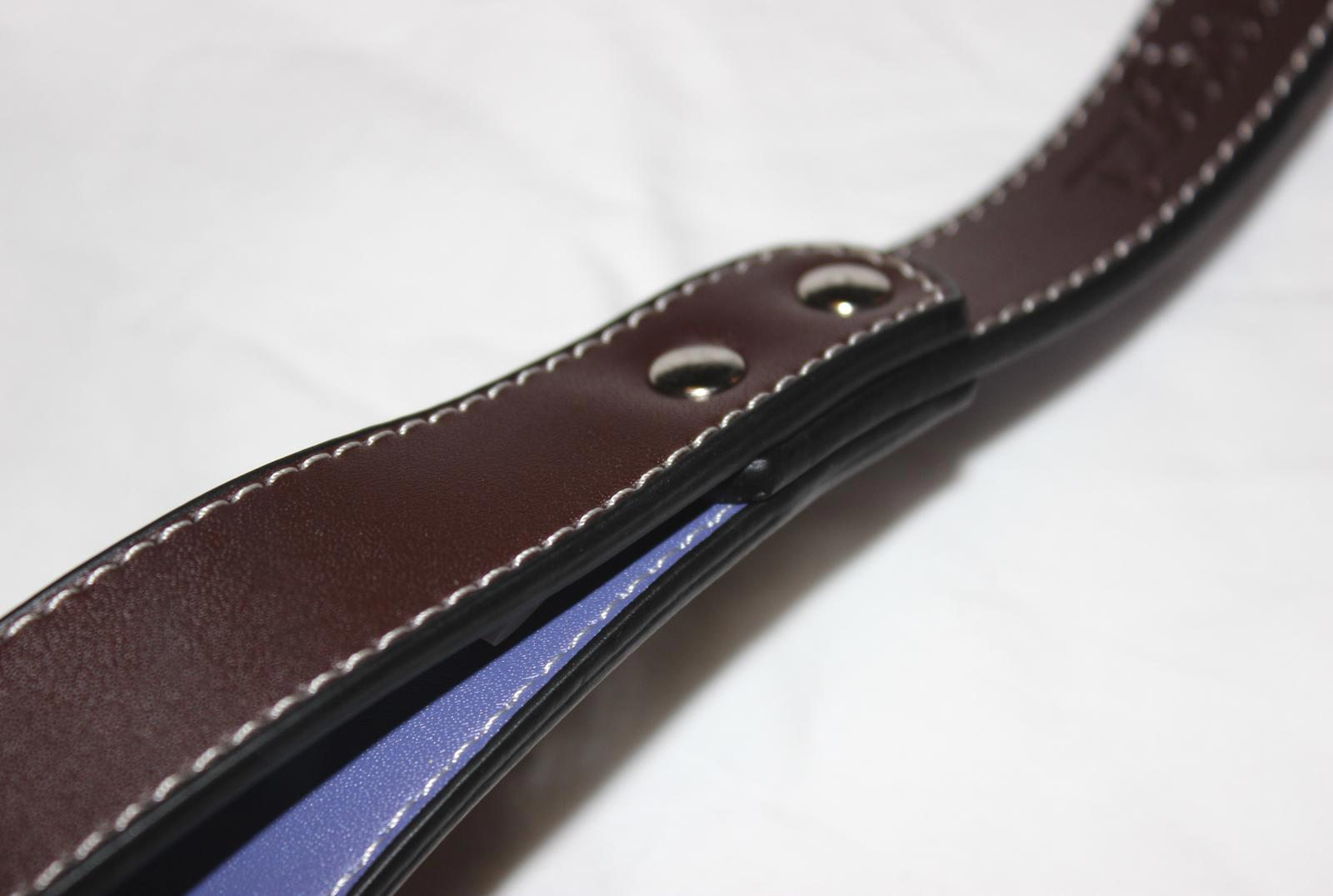 RAGAZZI LIFE CHIC LEATHER LEASH 6ft x 1" BROWN PURPLE + 22" COLLAR GENUIN LEATHR