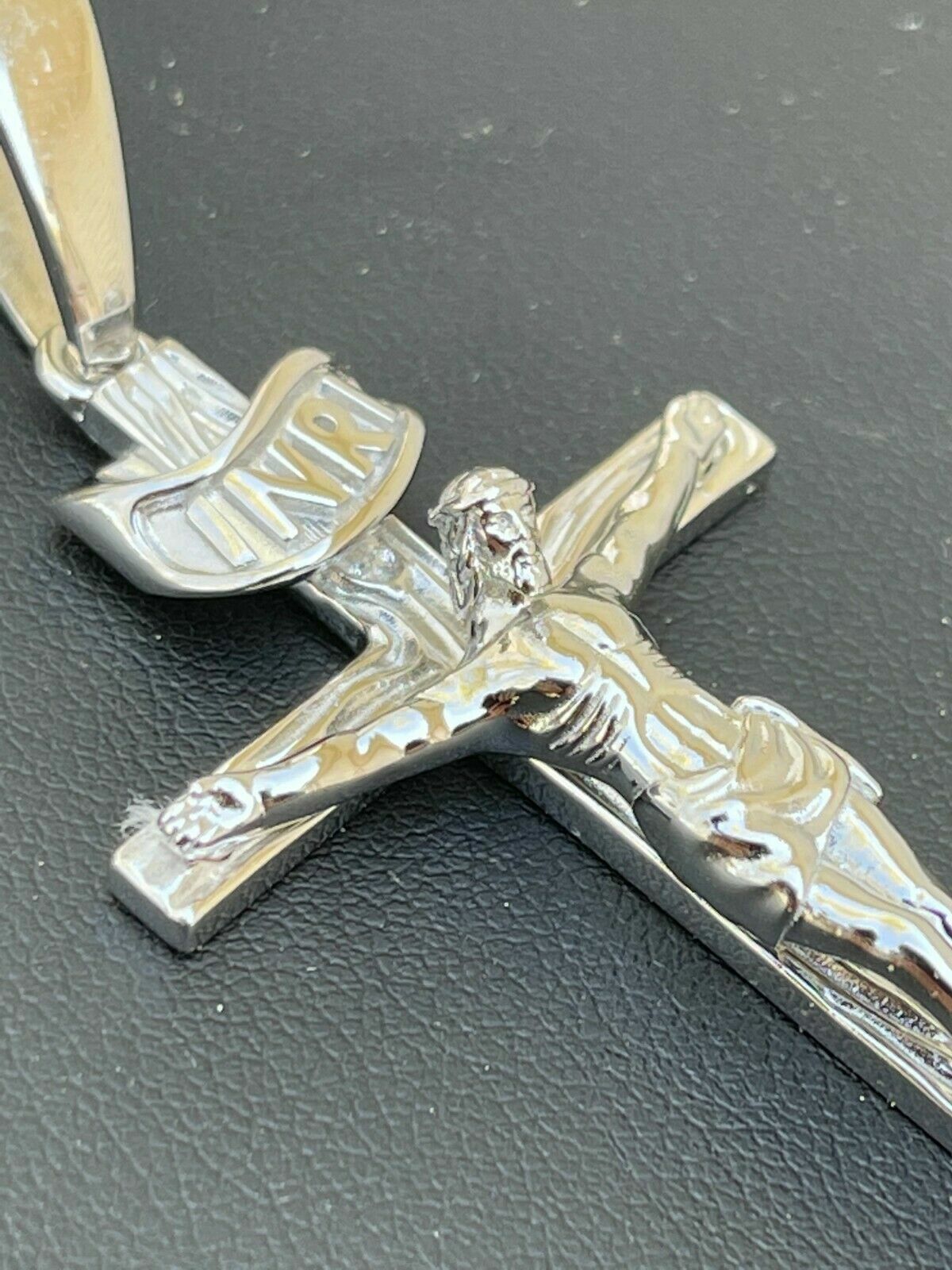 Real Solid 925 Sterling Silver Mens Cross Jesus Piece Crucifix Pendant Necklace