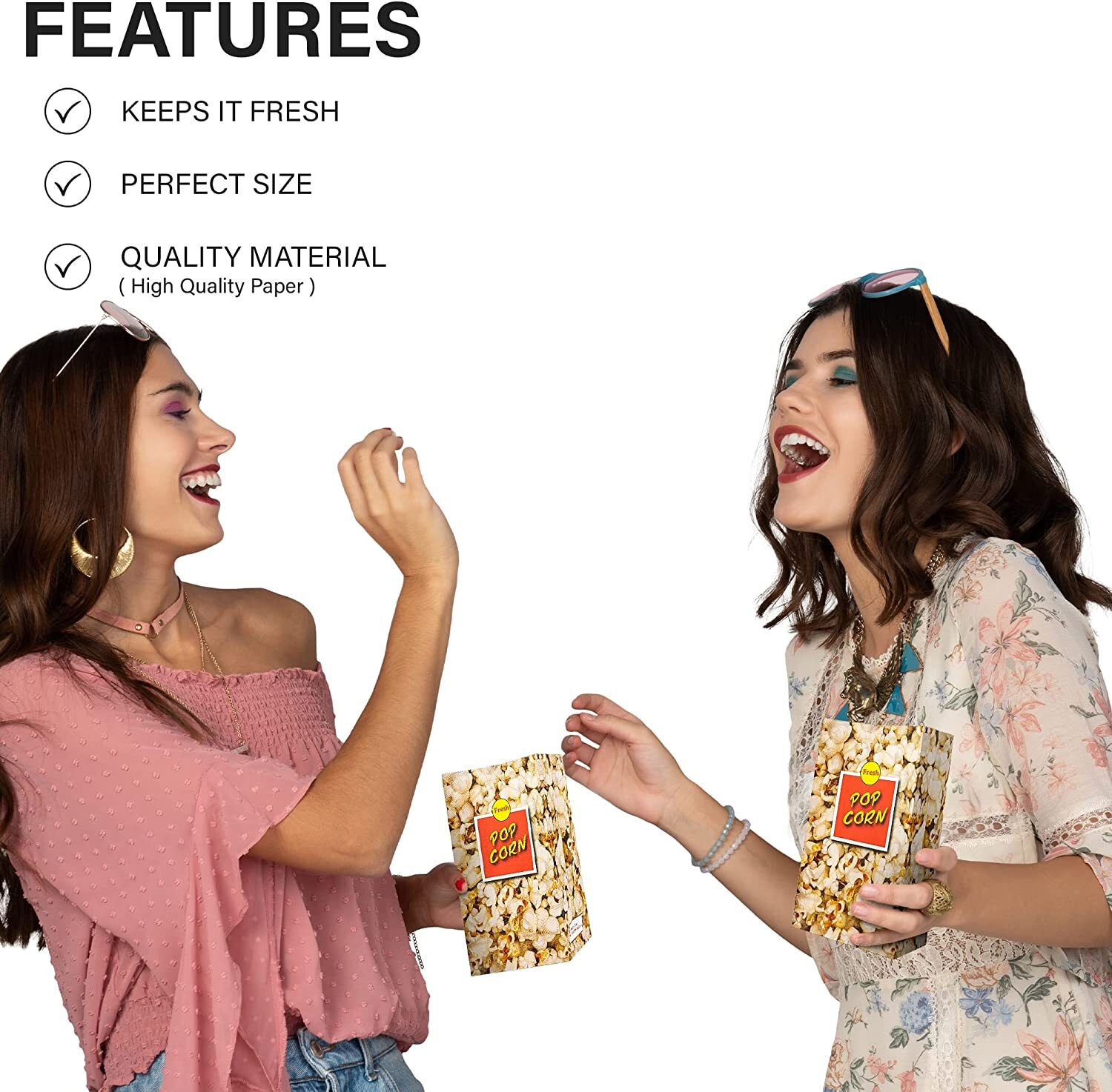 MT Products Paper Popcorn Bags for Party - 85 oz Popcorn Holders - Pack of 50
