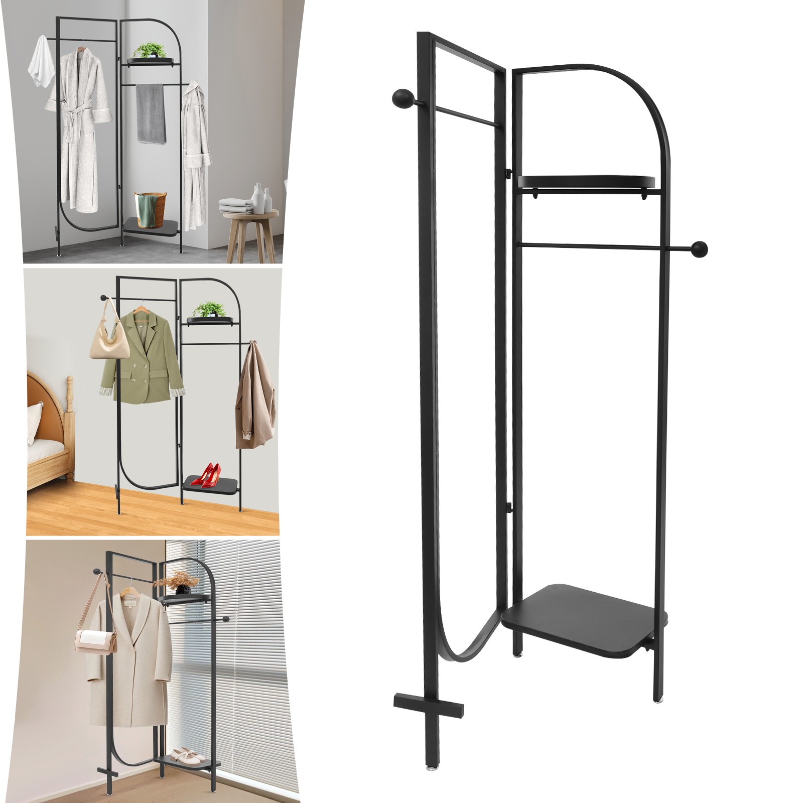 Clothes Display Stand, Black Clothes Display Rack, Freestanding Garment Rack