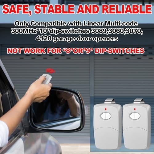 6 Pcs Two Button Garage Door Remote Control, Compatible with Linear Multicode 10