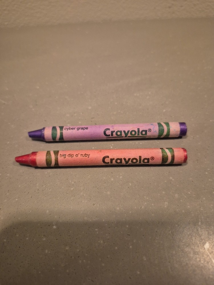 2 Used Crayola Metallic FX Crayons Cyber Grape Big Dip O' Ruby
