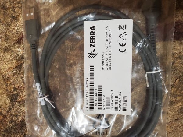 NEW Zebra CBA-U21-S07ZBR USB Data Transfer Cable - USB for Barcode Scanner 7 ft