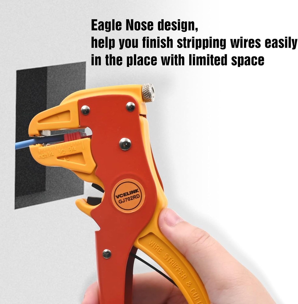 VCELINK Automatic Quickstrip Wire Stripper and Cutter, Professional Orange