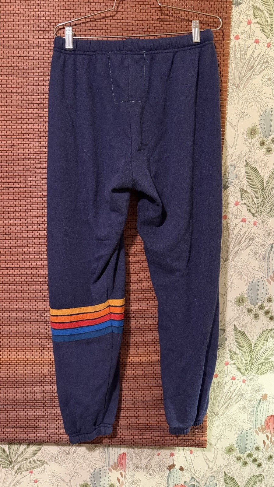 AVIATOR NATION Rainbow Stripe Blue Sweatpants XL