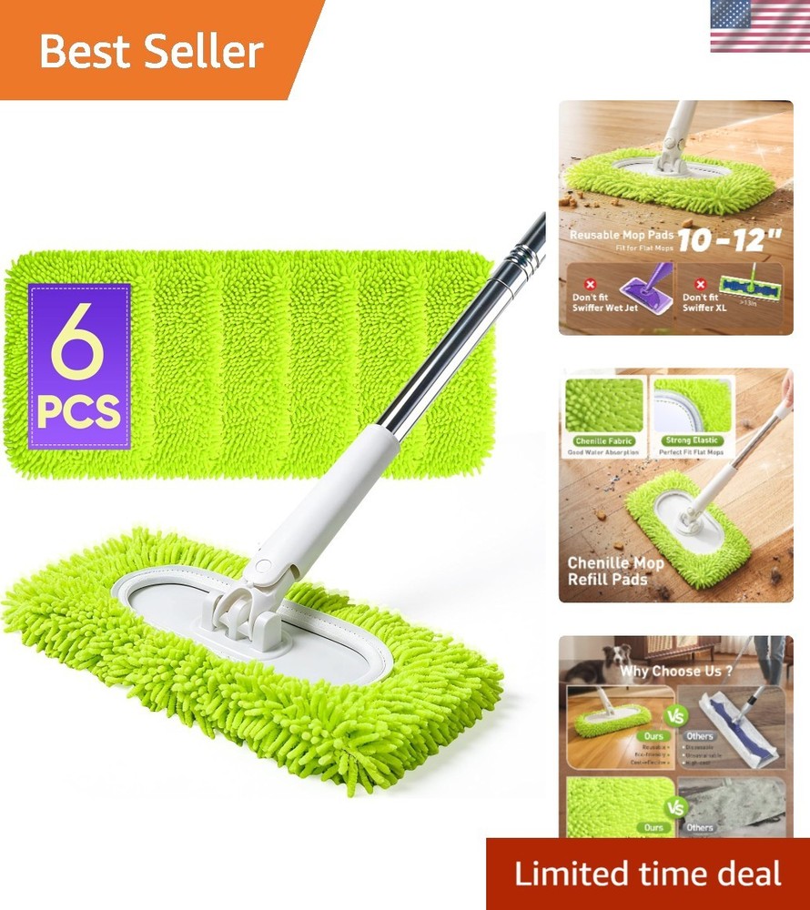6 Pack Microfiber Mop Refills - Washable & Compatible with Standard Mops