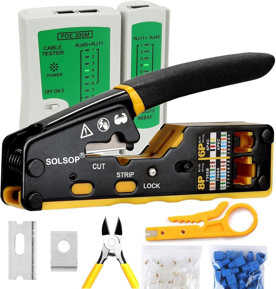 Efficient and Reliable RJ45 Crimp Tool Kit for Networking & Data Applications