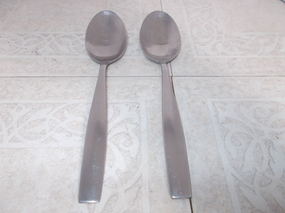 2- Oneida Satin Finish Solid Serving Spoons (D-2)