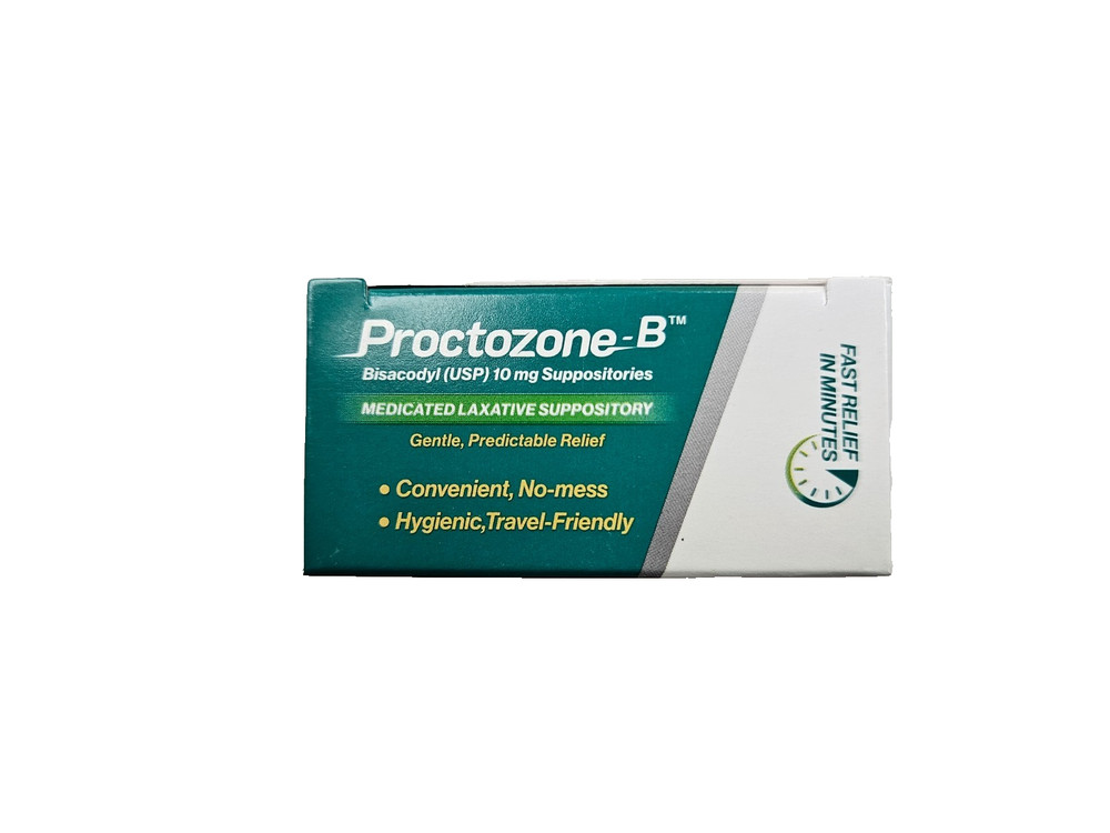 PROCTOZONE B Bisacodyl 10mg Suppositories 12 count box ( 2 pack ) __