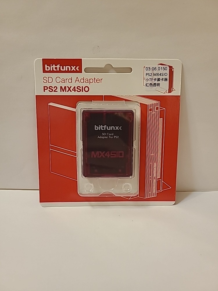 Bitfunx PS2 MX4SIO SD MicroSD Memory Card Adapter Clear Red