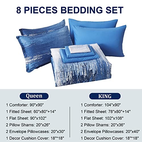 Ombre Comforter Set Size Reversible Gradient Grey Boho Bedding Set Queen Blue
