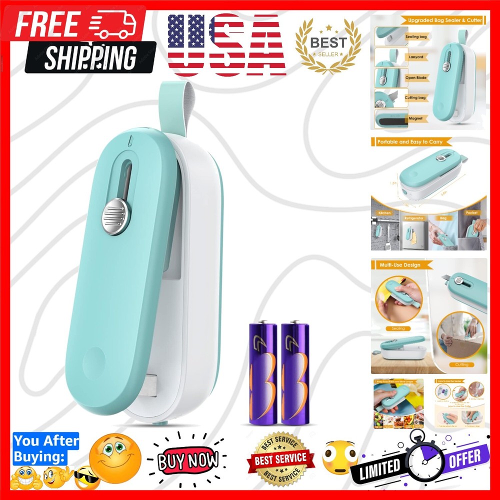 Battery-Powered Mini Sealer & Cutter - No Preheating Needed for Freshness