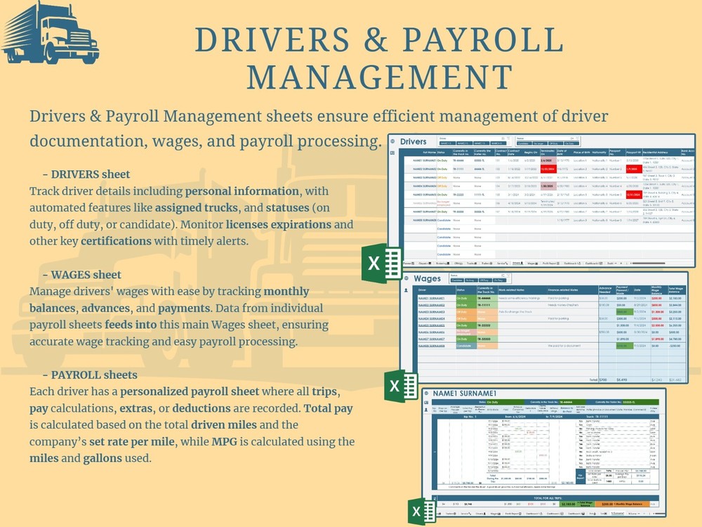 Trucking Operations Management Workbook & Power BI Analytics (Imperial)