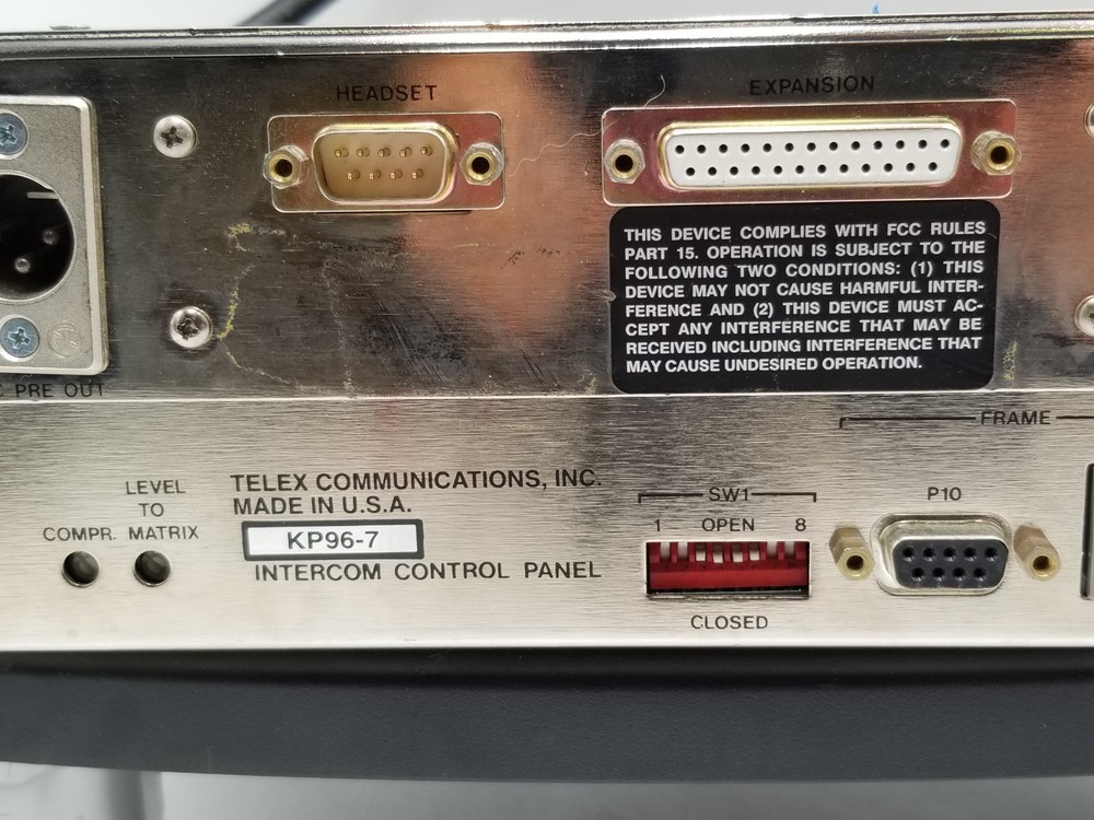 RTS by Telex Matrix Intercom System KP96-7 Intercom Control Panel