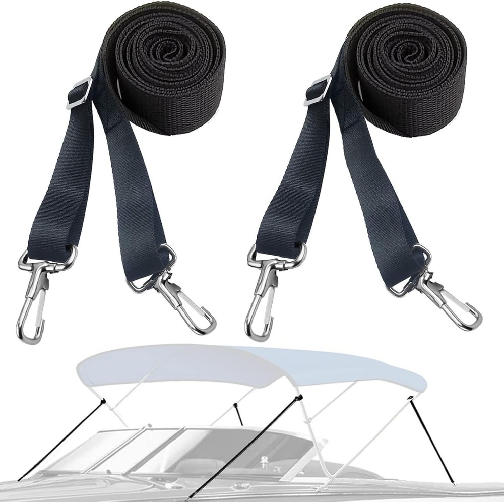 RUSON 2 Pack Adjustable Bimini Boat Top Straps w/Double End Snap Hook, Heavy