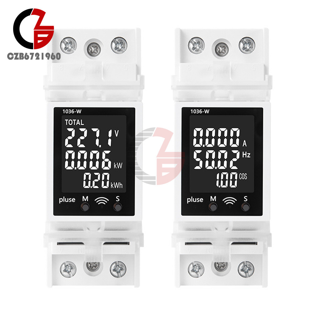 DIN Rail Multi-Function Tester Digital Voltage Current Power Meter AC85~265V 63A