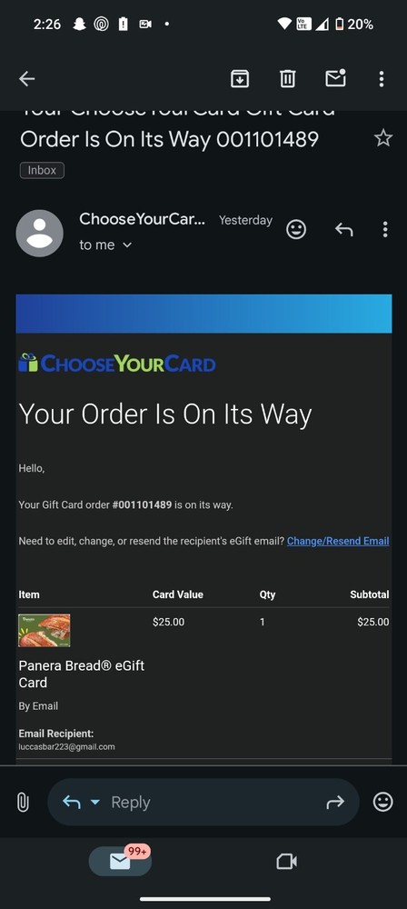 panera bread gift card