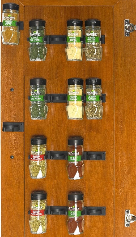 Space-Saving Spice Organizer for Kitchen & RV: 4 Adjustable Black Strips