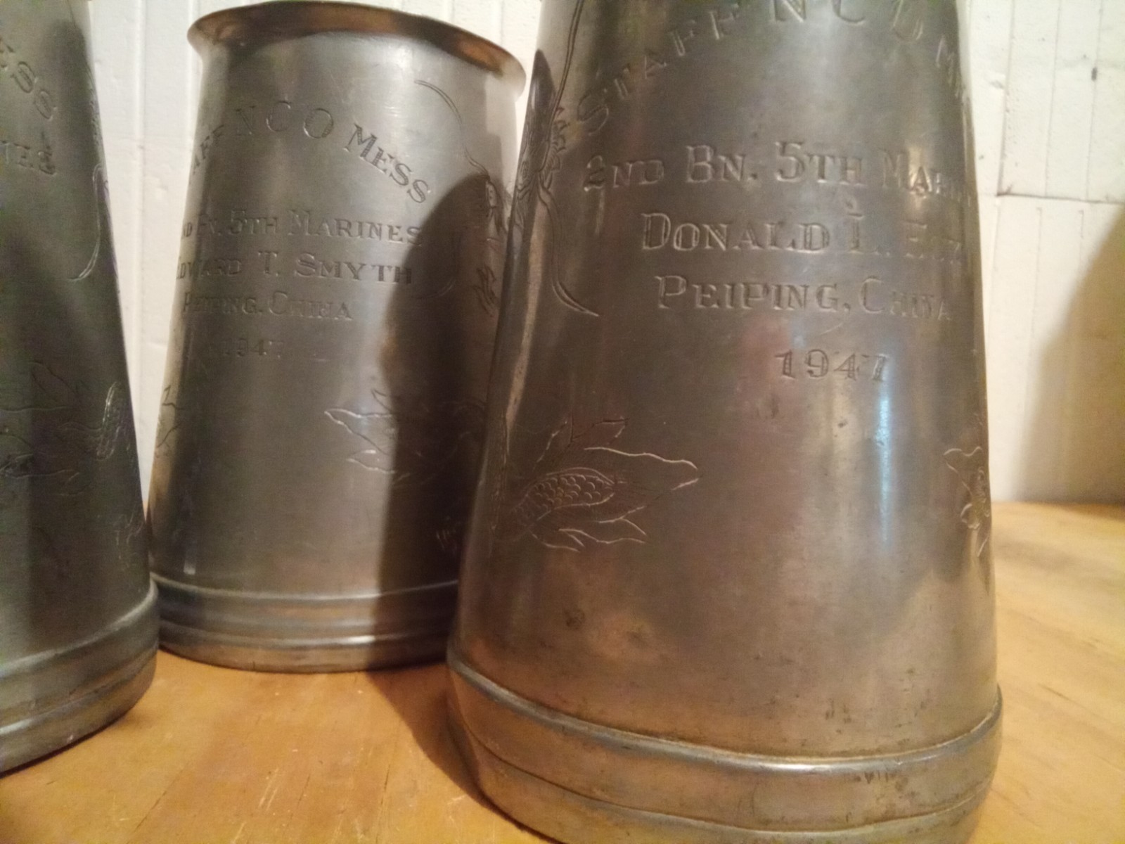 1947 Tientsin, China Named USMC/US Marine Corps Mug Lot. 1st Marine Division