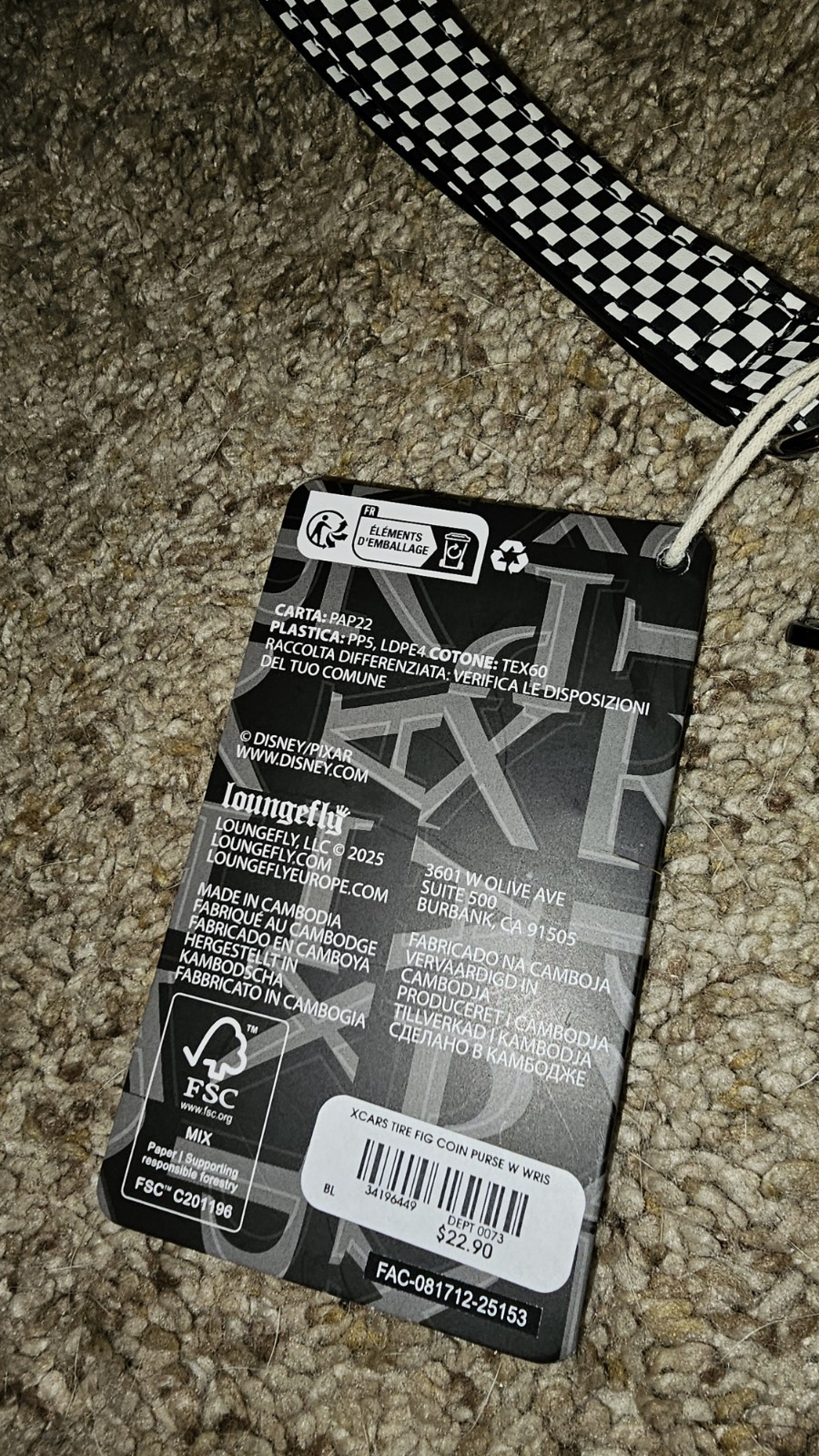 Loungefly Disney Pixar Cars Lightning McQueen Tire Coin Purse Wristlet NWT