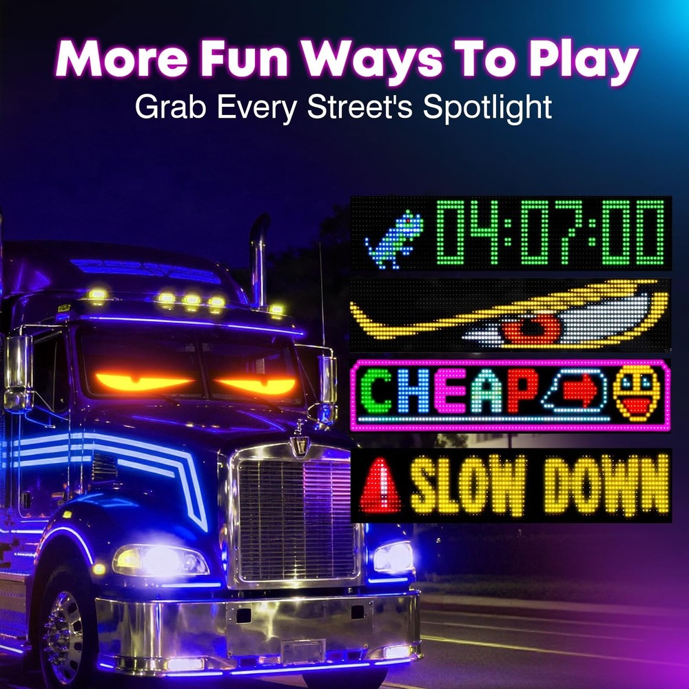 Devil Eyes Light for Windshield, 23.4x4.7,Led Eyes, Programmable Scrolling DI...