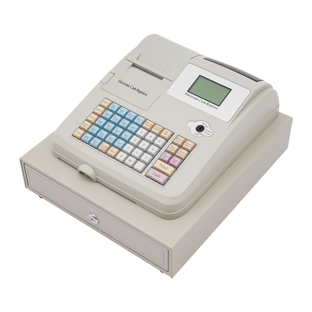 Electronic Cash Register with Flat Keyboard & Thermal Printer W/48 Keys