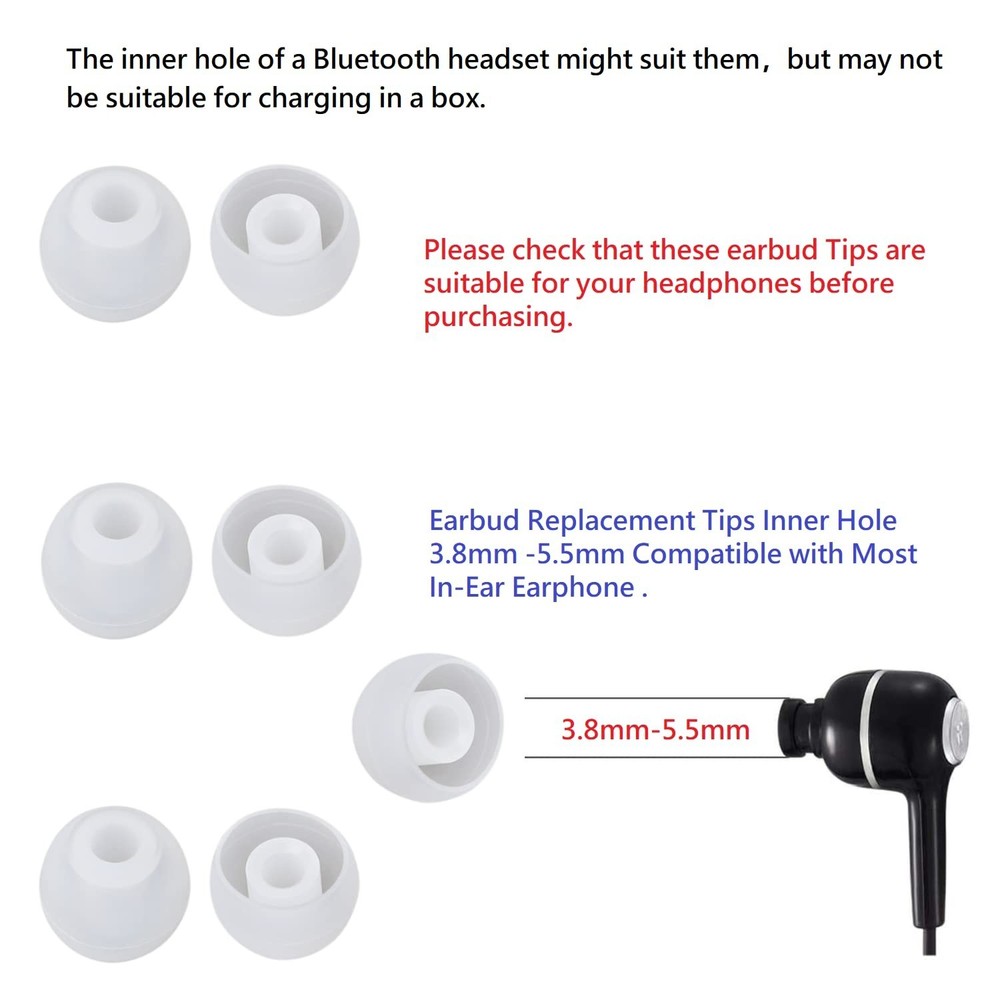 36 Pieces Large Earbud Tips Soft and Comfortable Ear Bud Replacement Pieces S...