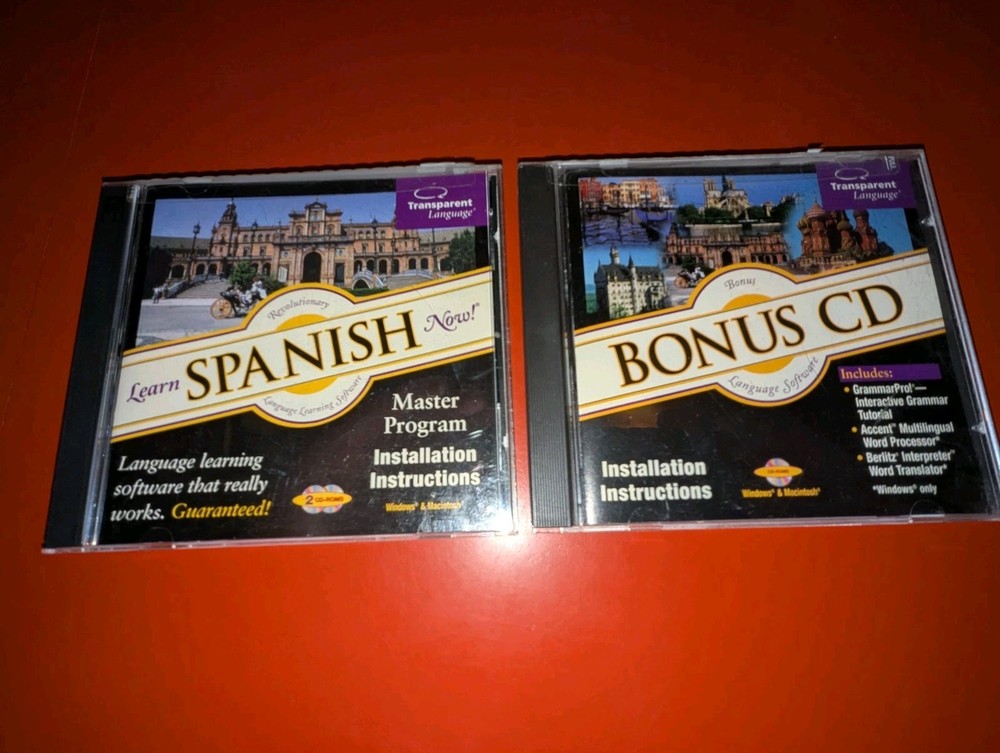 Learn Spanish Now! Windows/Mac CD-Rom Transparent Language PC 2-Disc "NEW"